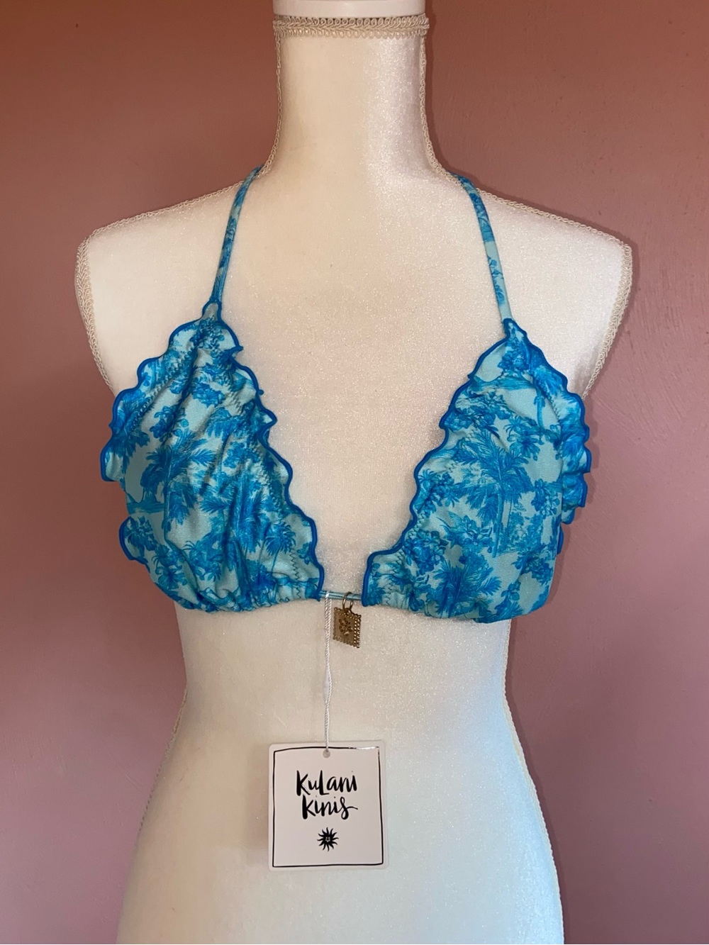 Kulani Kinis Lettuce Edge Bralette Bikini Top - Ocean Paradise